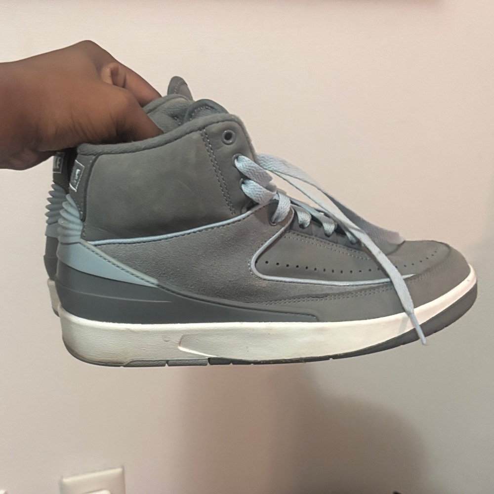 Jordan Gray and White High-Top Sneakers